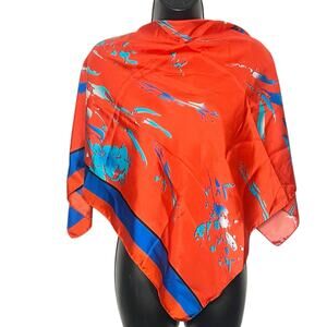 GORGEOUS 100% SILK LAVINIA SCARF VTG RETRO 90s Y2K RED ABSTRACT 35” SQUARE EUC